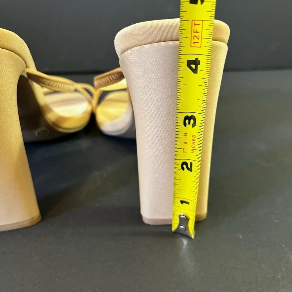 Lulus Ferrara Nude Natural High Heel Strappy Sandals Size 7.5 Heel 4.5”